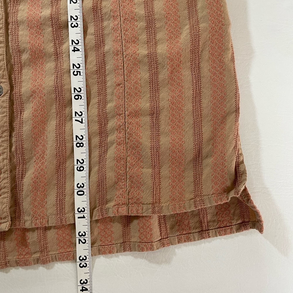 Ruff Hewn Tan/Orange Embroidered Striped Button Up Shirt Long Sleeve Medium - Picture 6 of 10